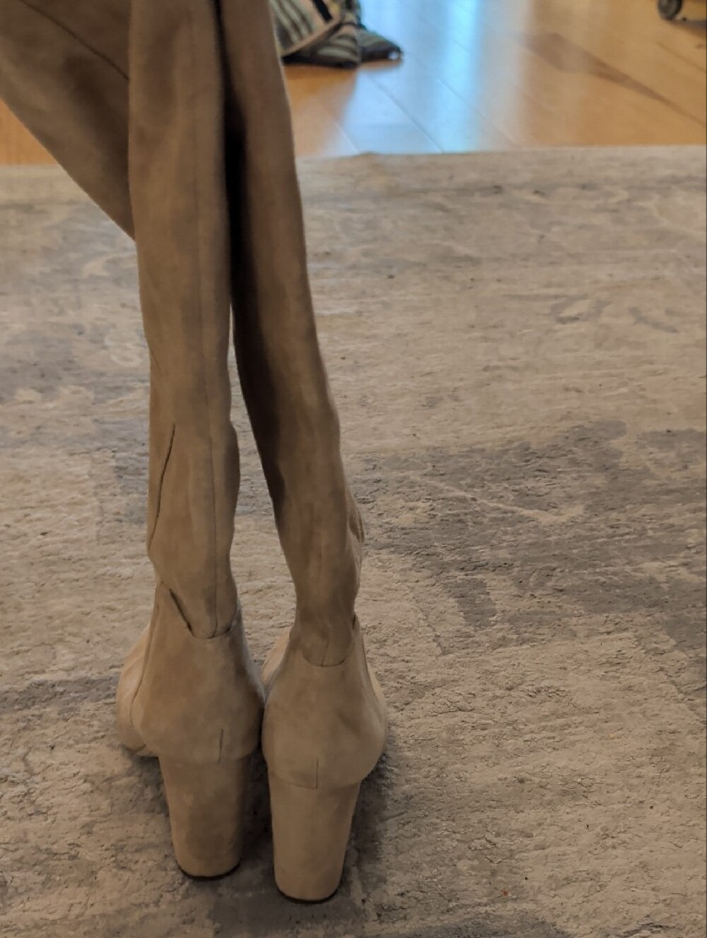 Women's Tall Suede Block Heel Boots - Tan - Picture 4 of 11